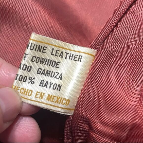 Vintage Women’s‎ Suede Leather Barn Cropped Trench Jacket Size 11 Handmade - Picture 9 of 16